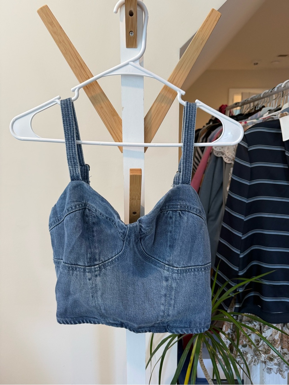 Denim Bustier Cami Top - Blue